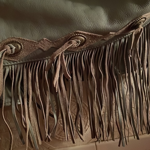 Gypsy  Blue Leather Jacket w/Fringe.Suede and 🐍 Snakeskin Detail on Back⚠️FIRM - Picture 4 of 15